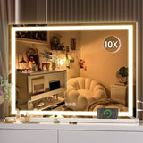 Vanity Mirror with Lights, 28" x 20" LED Makeup Mirror, Lighted Makeup Mirror with Dimmable 3 Modes, Touch Screen