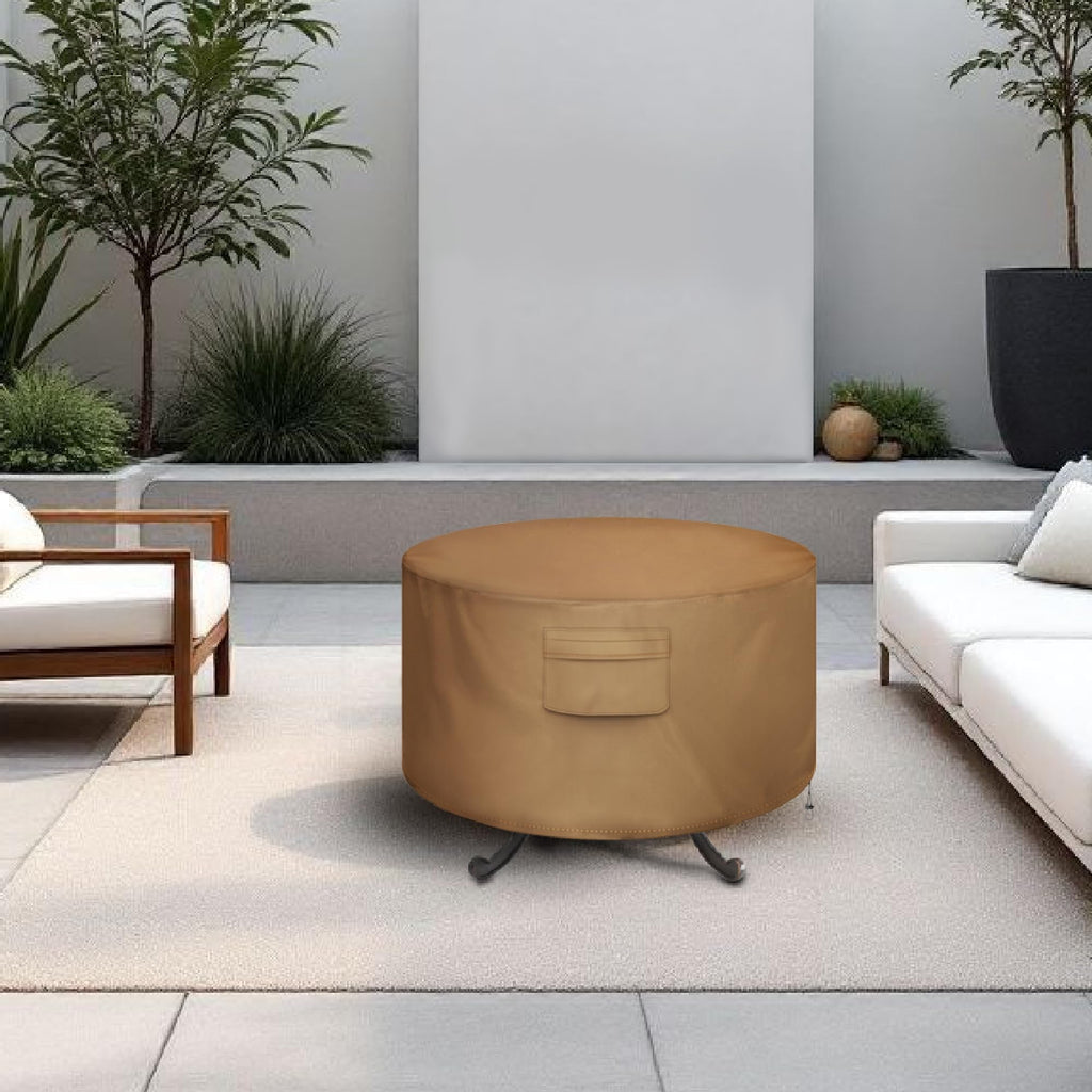 Round Fire Pit Cover, Waterproof 600D Heavy Duty Cover Fits Round Outdoor Fire Pit or Table 48"D x 22"H-Fade &