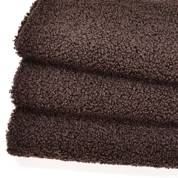 Dark Brown Curly Teddy Fleece Sherpa Faux Fur Fabric, 1 Yard