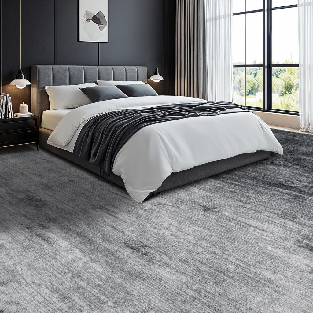10x14 Washable Area Rug, Gray Solid Area Rugs