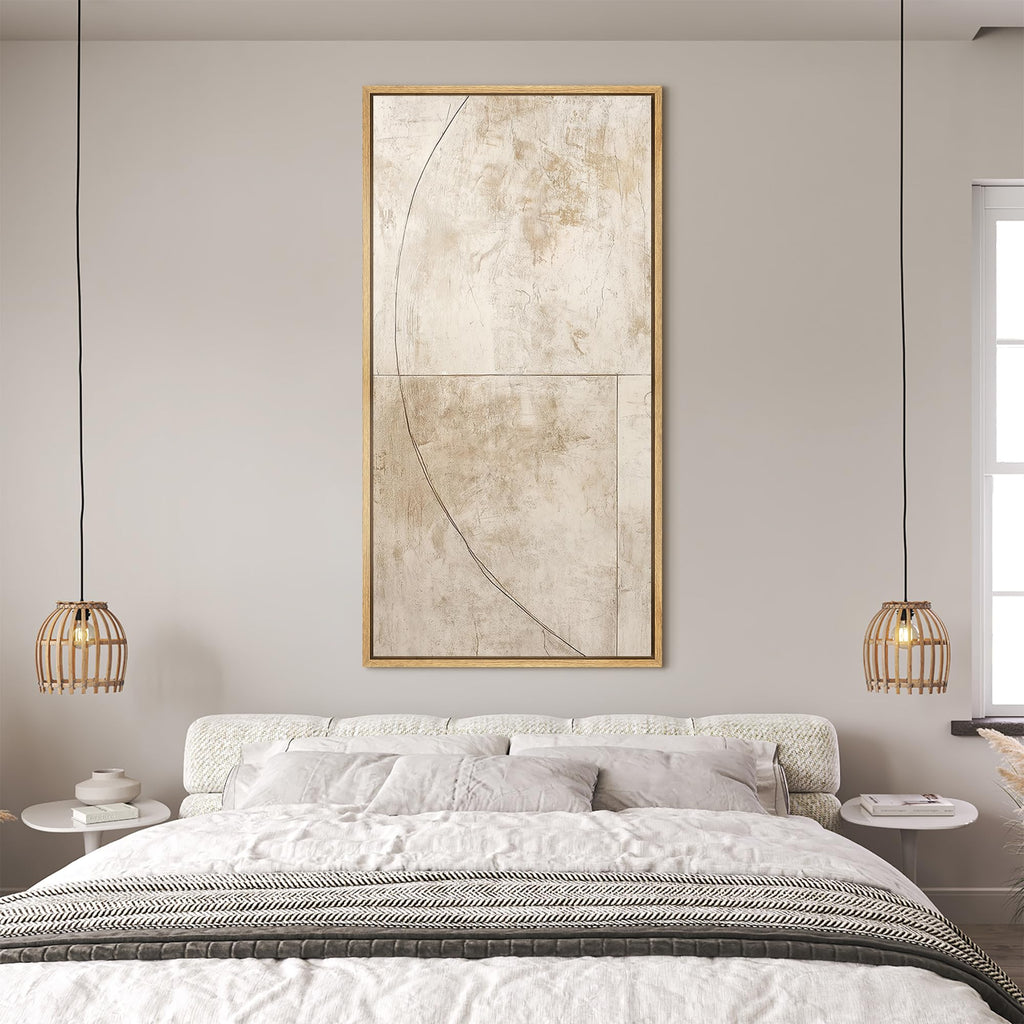 Extra Large Framed Canvas Geometric Abstract Line Design Modern Minimalist Illustrations Modern Art Calm Warm