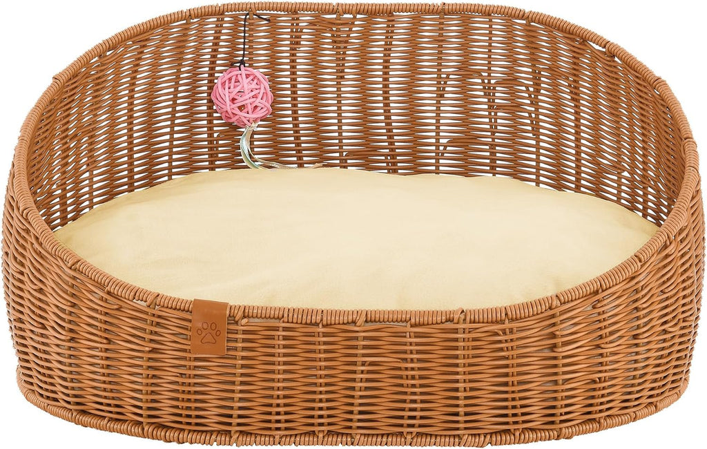 Luna 23 in Wicker Dog/Cat Bed Natural Oak
