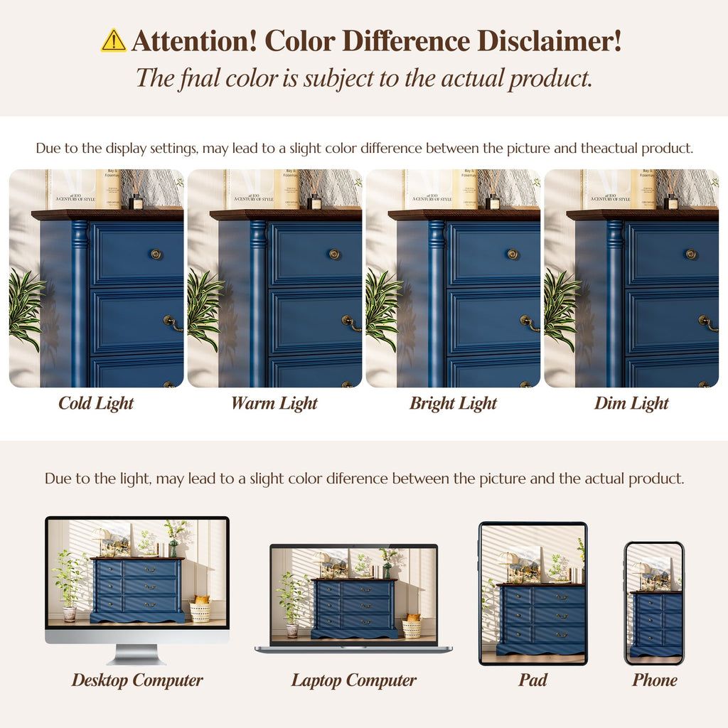 Gray Rustic 6 Drawer Wood with Charging Station