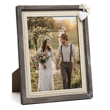8x10 Rustic Farmhouse Picture Frame White Heart Cute Photo Frame