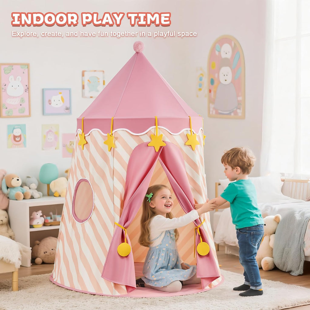 Kids Play Tent, Princess Castle Pop Up Tent Kids with Star and Window, Portable Toddler Play Tent Indoor Outdoor