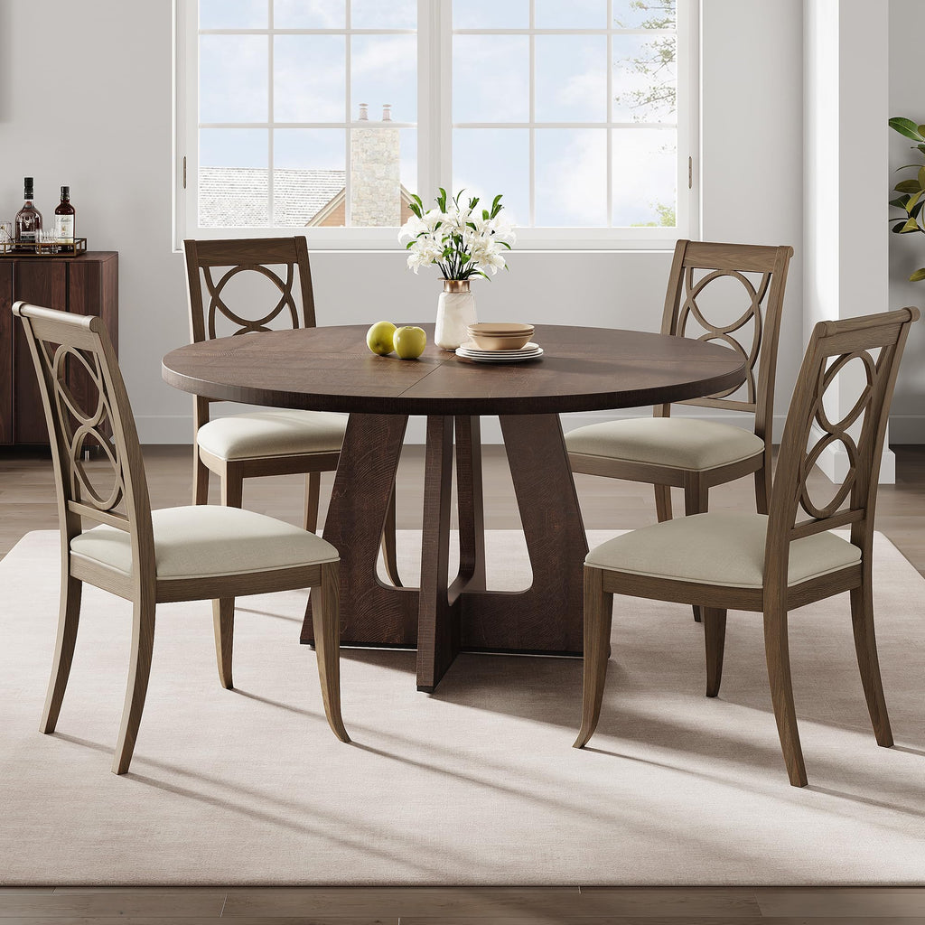 47 in Round Large Dining Table Set for 4 to 6 People