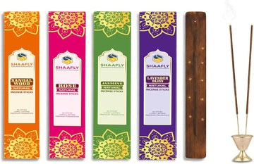 Premium Incense Sticks - 4-in-1 Gift Pack (120 Sticks, 30 per Box, with Holder), Natural Home Fragrance Agarbatti - Set of 120