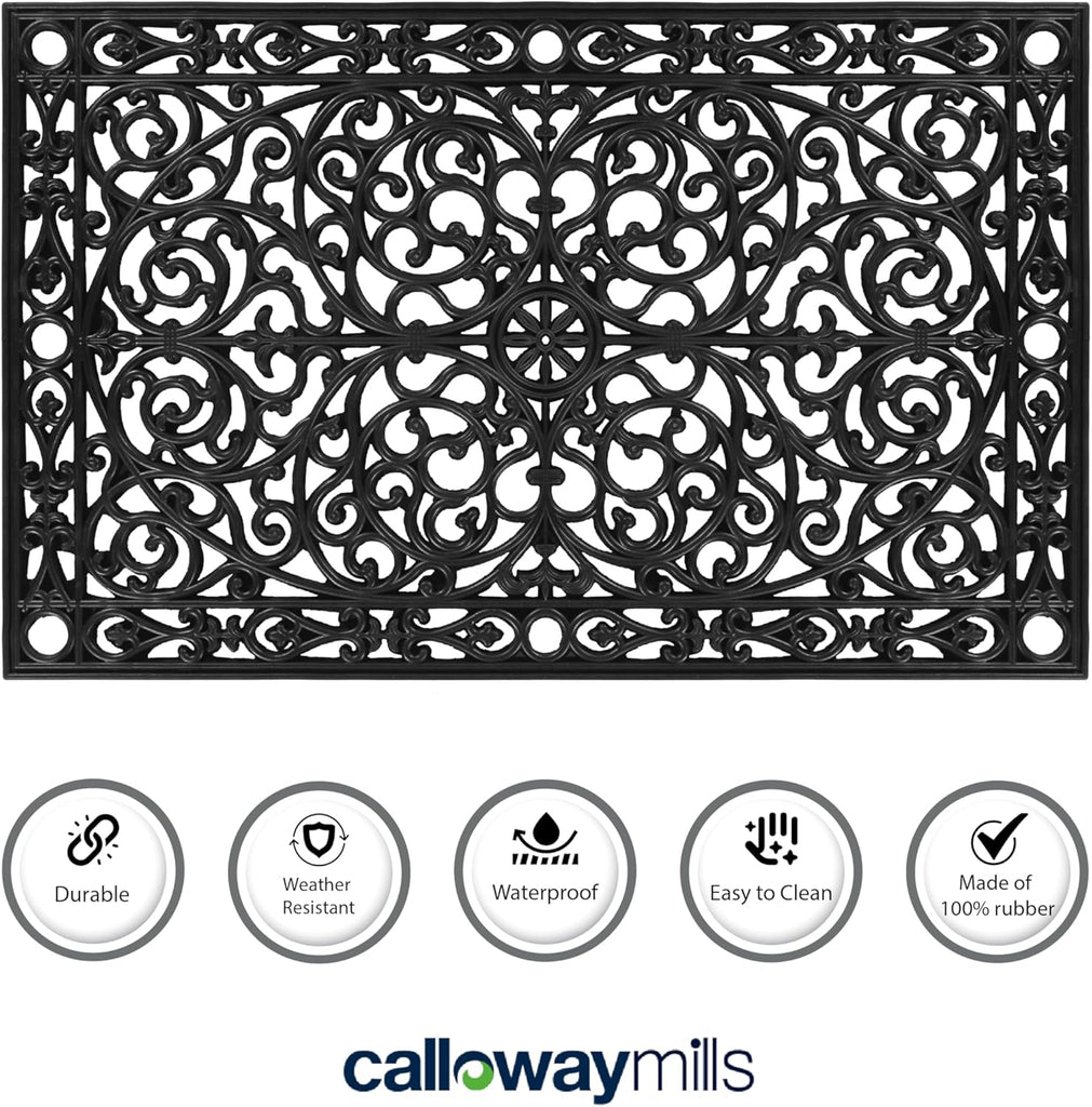 Gatsby Rubber Doormat, 22" x 48", Black