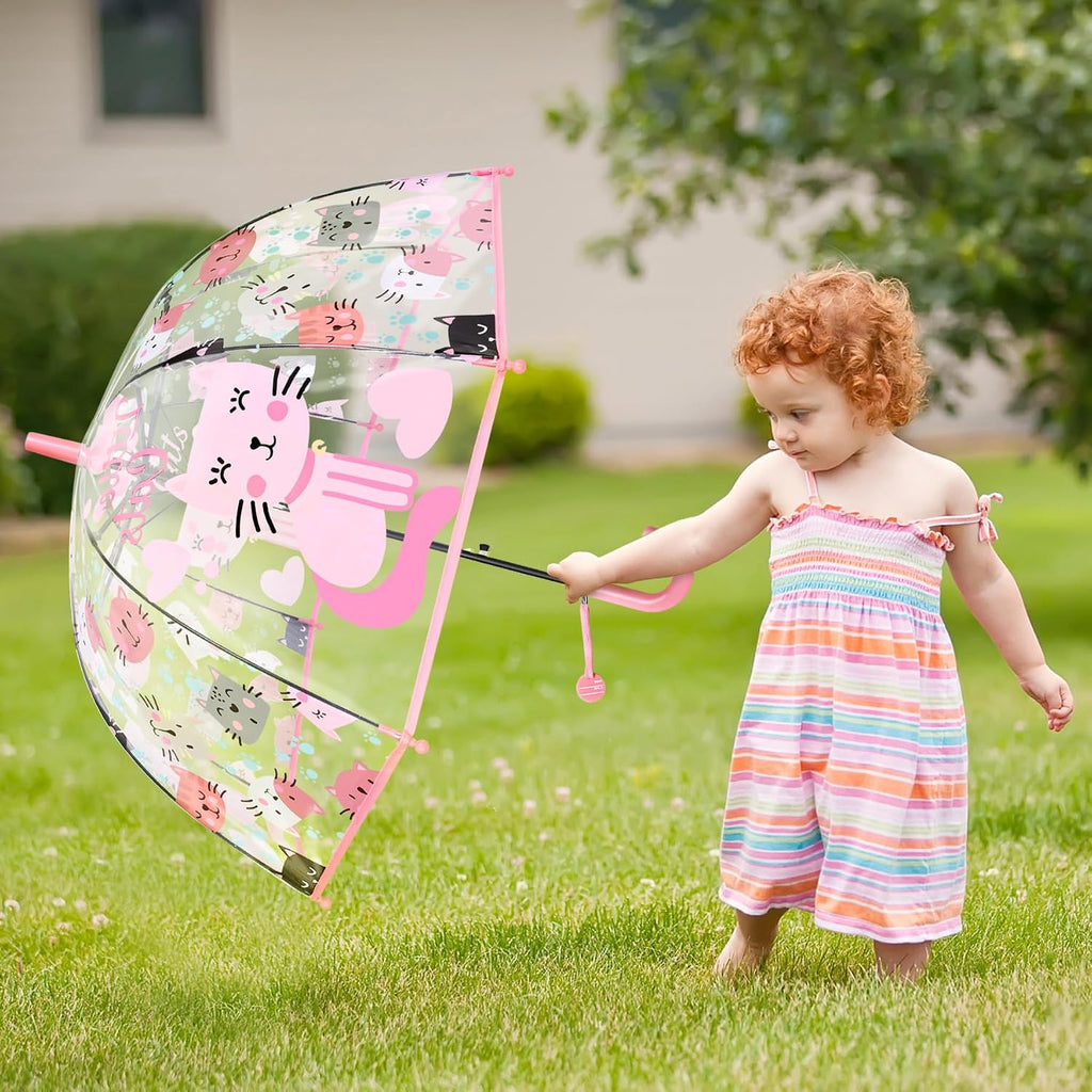 Kids Umbrella Clear Bubble Umbrellas for Rain,Safety Dome Windproof Umbrella for Kid Girls and Boys