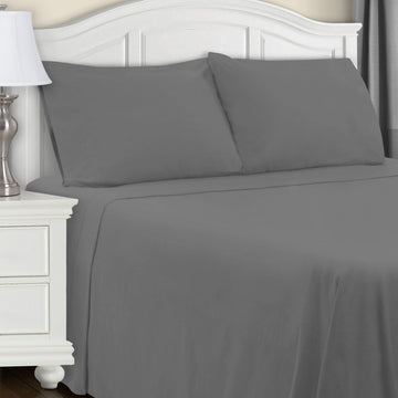 Extra Soft All Season 100% Brushed Cotton Flannel Solid Bedding Pillowcase Set - Grey, King Size