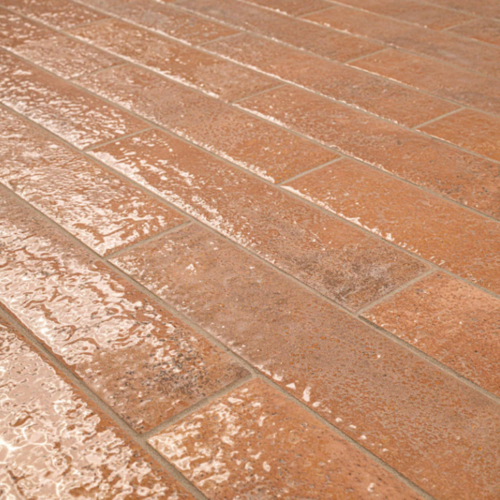2.5x10 Terracotta Handmade Look Glossy Porcelain Tile-1 Piece