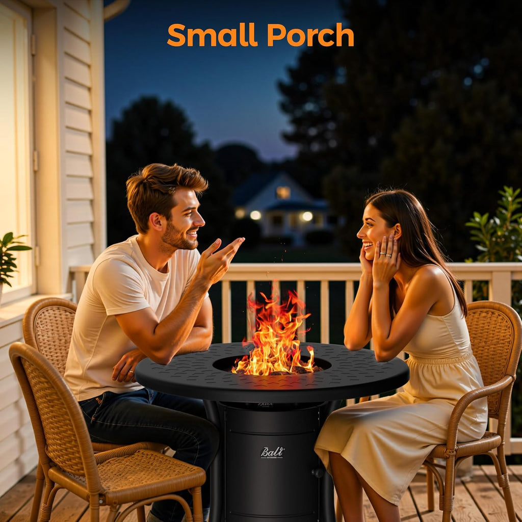 Dual 1-Pound Propane Fire Pit Outside, 26 inch Outdoor Fire Pit Black, Round Firepit Table for Outside Patio