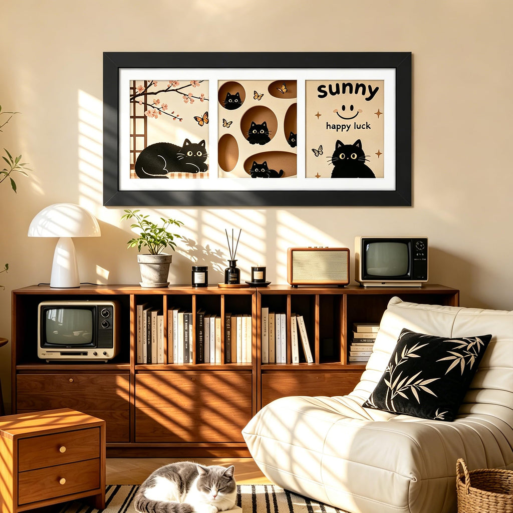 11.5x26.1 3 Opening Collage Frame For 3 8x10 Photos Black