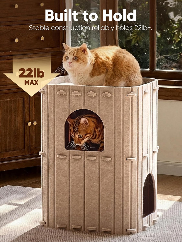 Cat House for Indoor Cats, Warm Felt Cat Bed, Scratch Resistant