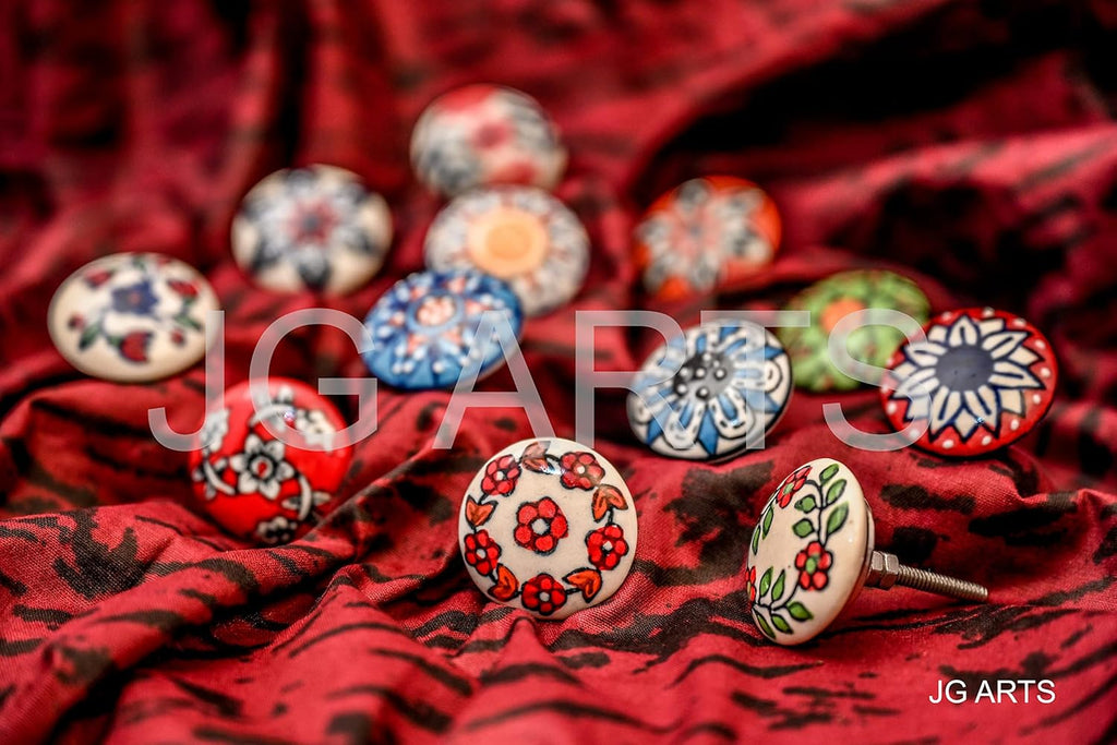 12 x Mix Vintage Look Flower Ceramic Knobs Door Handle Cabinet Drawer Cupboard Pull (12 Flat)