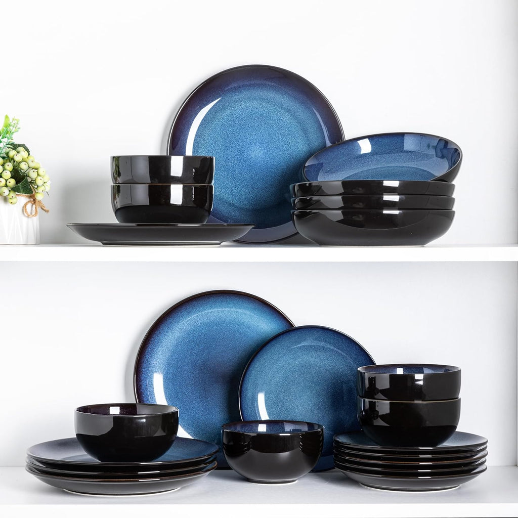 Ceramic Dinnerware Sets for 4,Stoneware Coupe Plates and Bowls Sets,Highly Chip and Crack Resistant | Dishwasher &