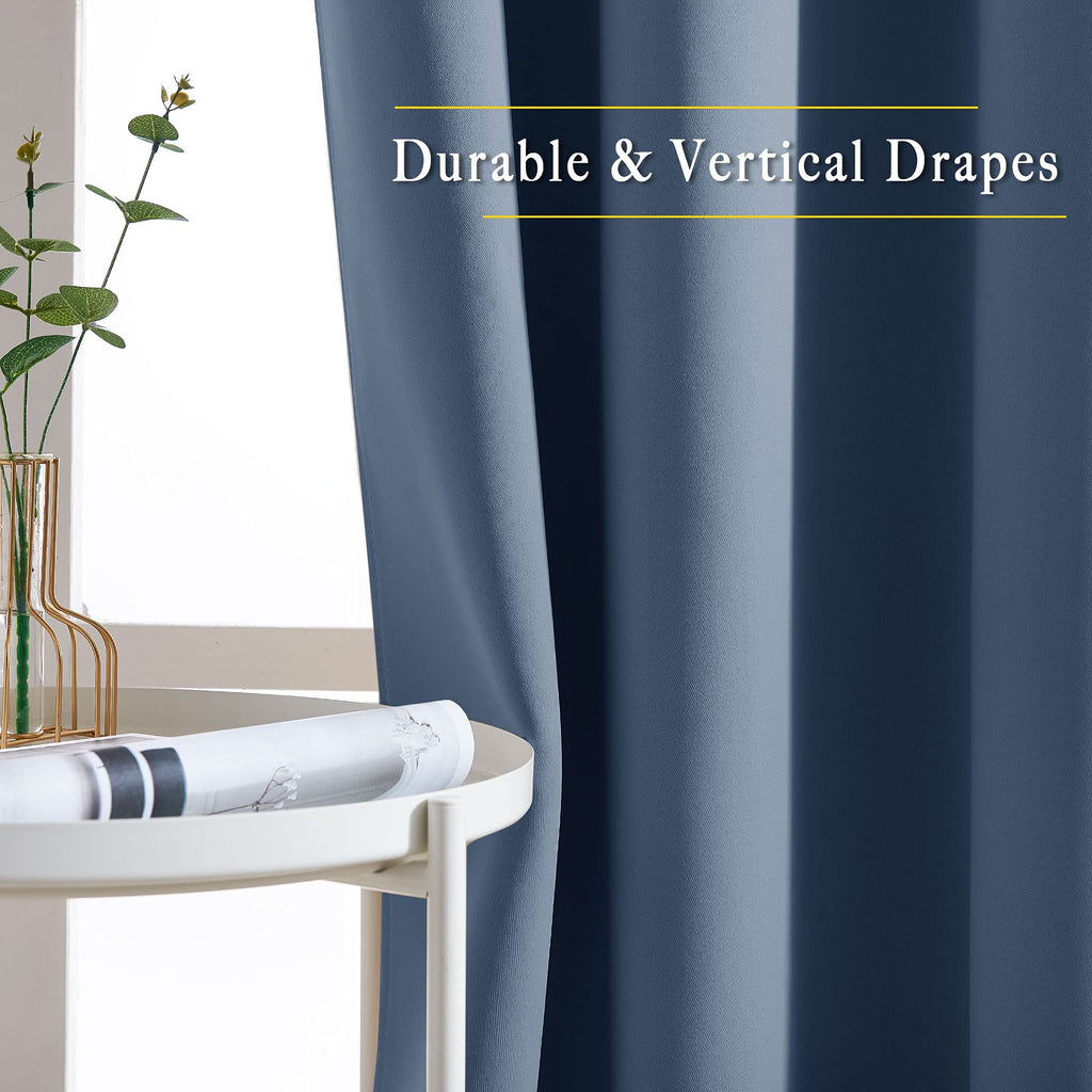 Stone Blue Blackout Curtains 84 Inches Long, W52xL84, 2 Panels