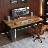 Wood Computer Desk, Rustic Home Office Executive Desk, Industrial Wooden Computer Writing Study Work Gaming Table