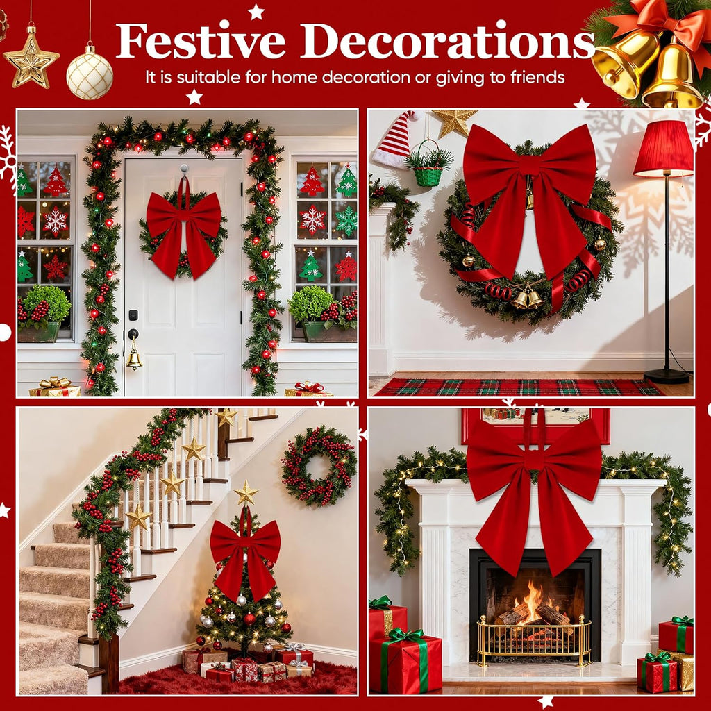 Tree Topper Bow 16 x 22, Giant Bows Christmas Decorations, Velvet Bow Christmas Wreath Wreath Wall Backdrop Birthday