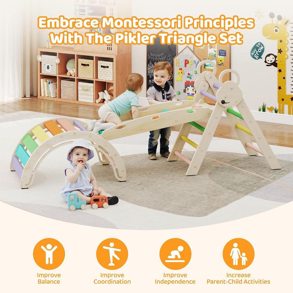 Triangle Set, in-1 Wooden Climbing Toy for Toddlers
