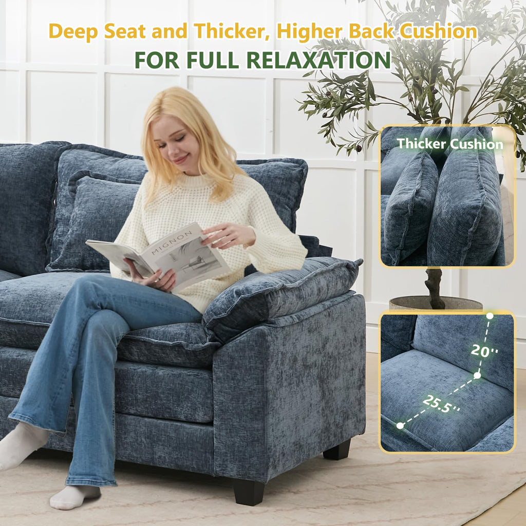 Oversized Modular Sectional Sofa Set, Convertible Deep Seat Cloud Couch with Ottoman, Large U Shaped Corner Couch