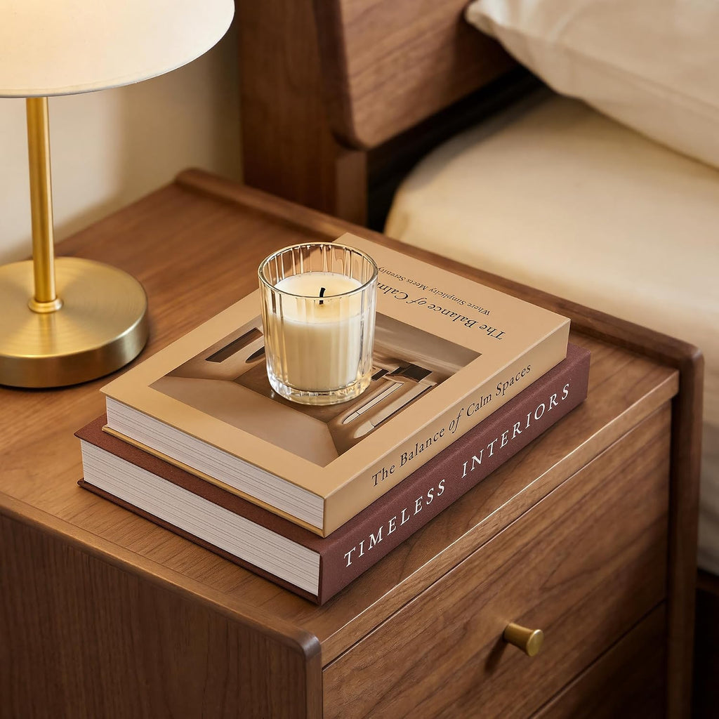 Decorative Books Stackable Fake Book Storage Boxes, Brown - Set of 3