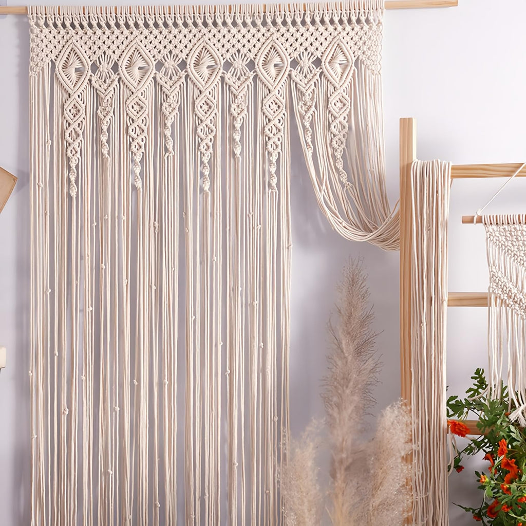 Boho Macrame Curtain for Wall Decor, Macrame Wall Hanging 40"X80"
