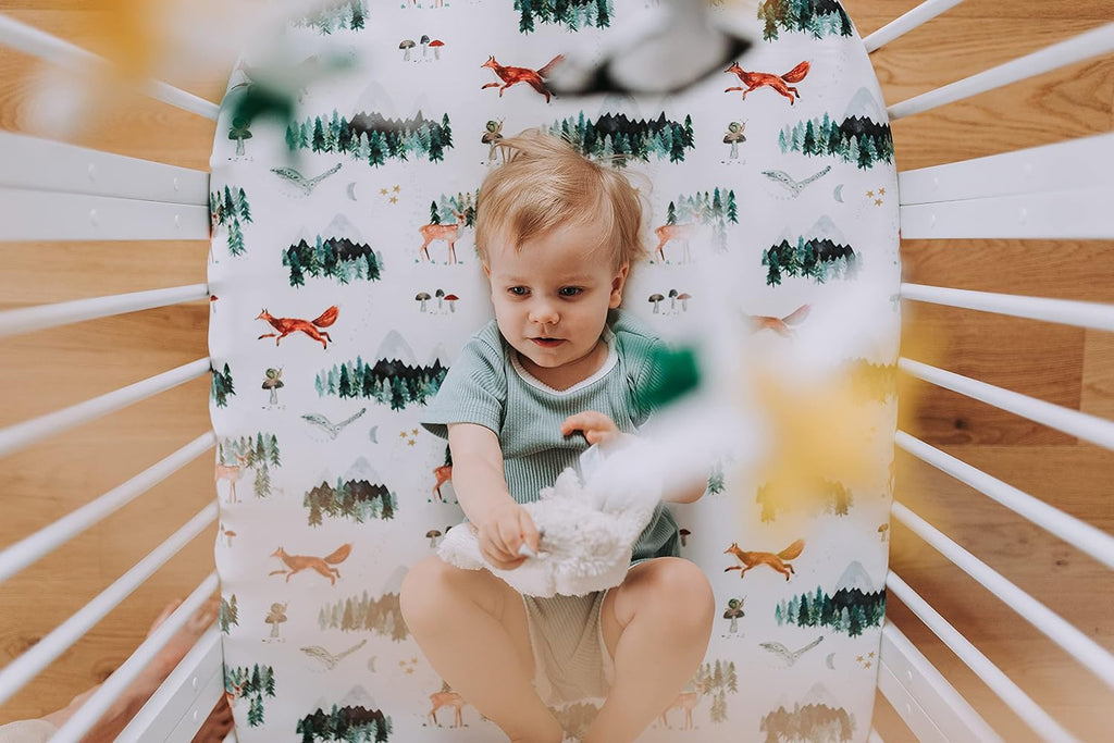Baby Crib Mobile, Wooden Nursery Decor (Long Evergreen)
