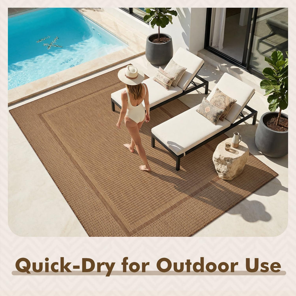 Outdoor Rug-Patio Rug Polypropylene Indoor Outdoor Rugs Outdoor Carpet Deck Balcony Porch, Textured Weave