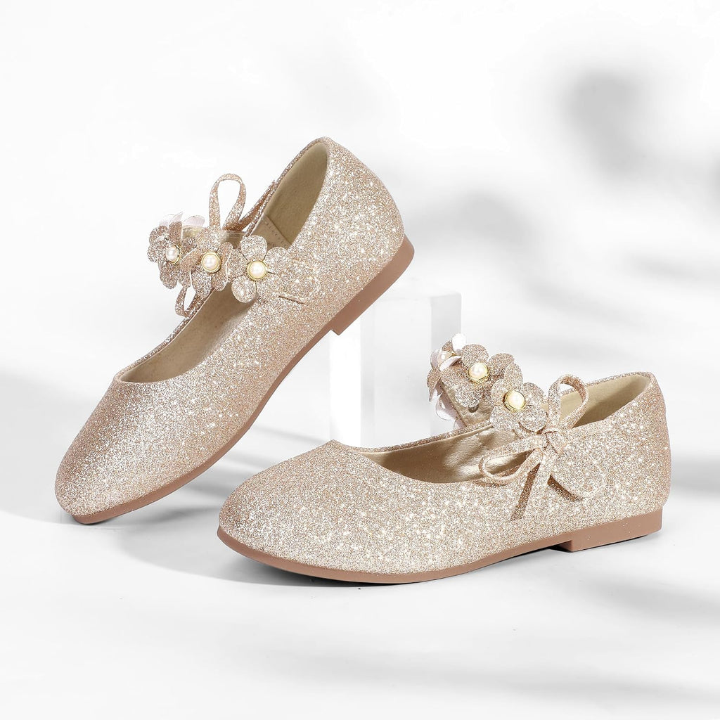 Girls Dress Shoes Toddler Flower Girl Pearls Flats