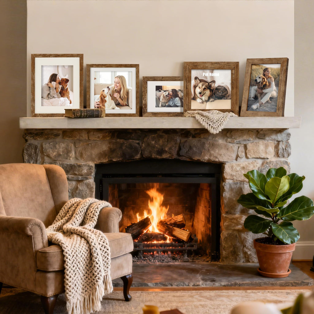 10x10 Picture Frames with 8x8 Mat Set of 2, Rustic Brown