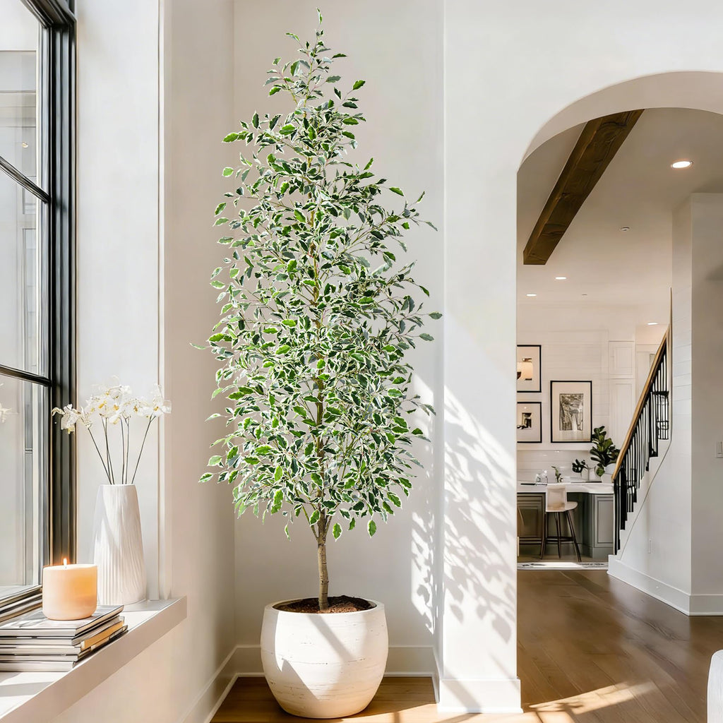 Large Artificial ficus Tree Tall Fake Pencil fig Trees Indoor Outdoor Realistic Floor Plant Faux Plastic Plants