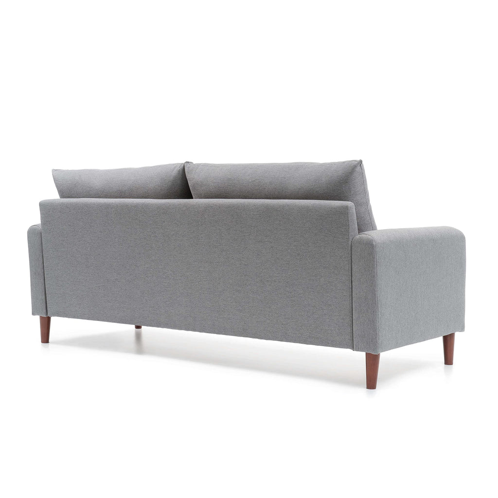 MAE Mid-Century Modern Curved Arm Sofa with Solid Wood Legs, Light Grey