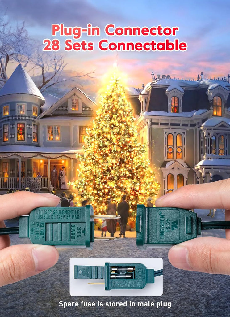50FT C7 LED Vintage Christmas Lights Outdoor with 52 Bulbs