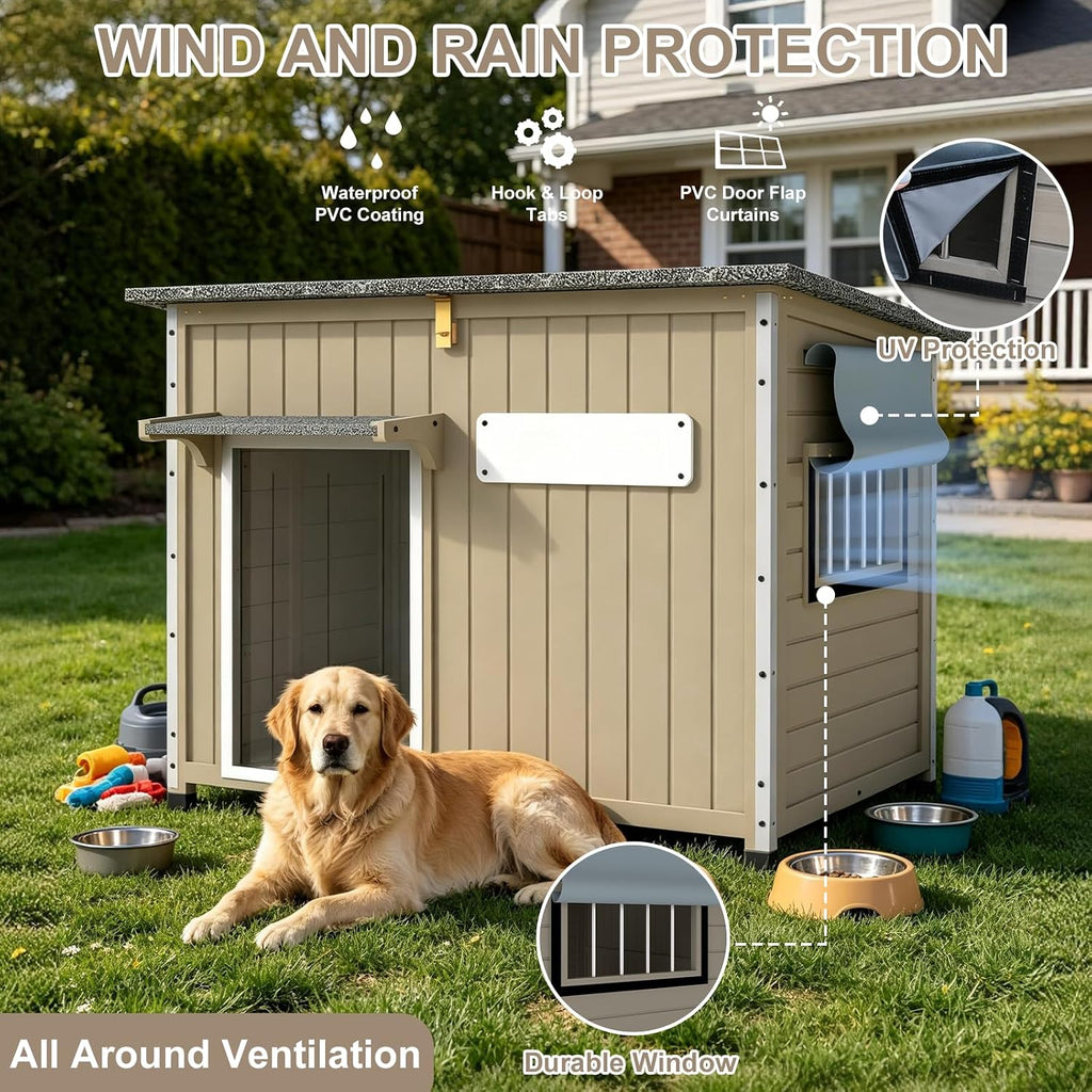 43" L Wooden Dog House Outdoor for Small & Medium Dogs Kennel