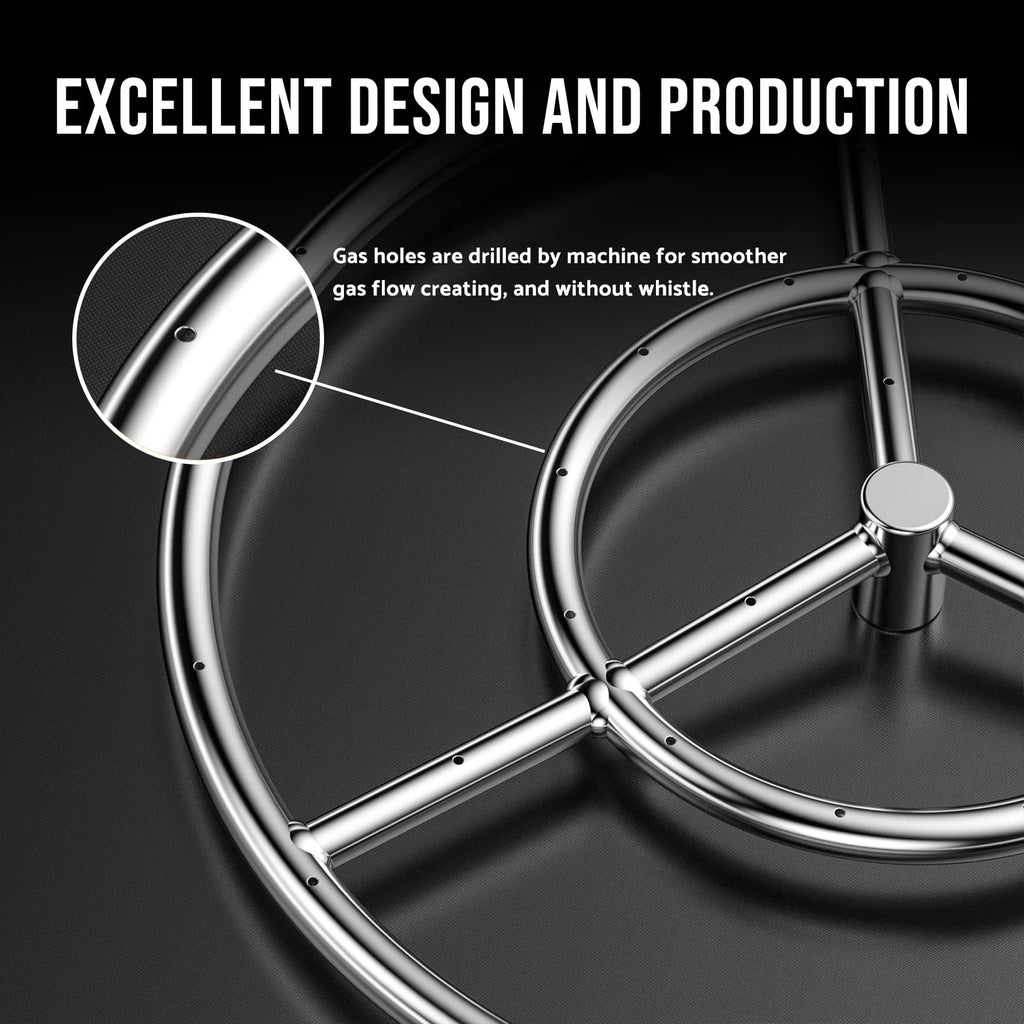 18-Inch Round Fire Pit Burner Ring, 304 Stainless Steel