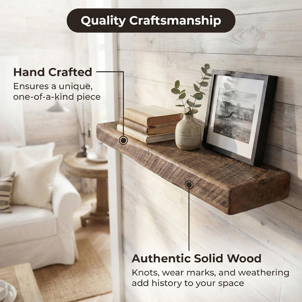 Reclaimed Wood Floating Shelves Real Thick Solid Wood Shelf Handmade