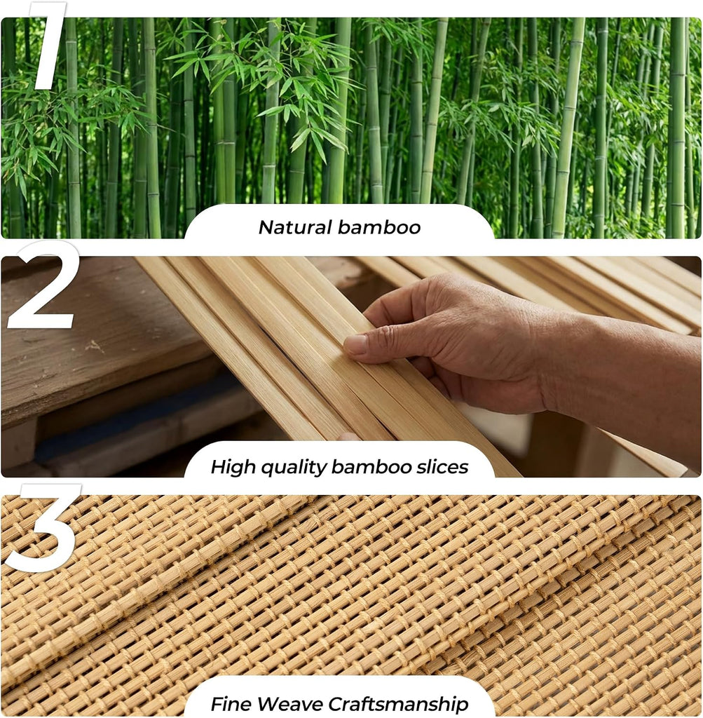 No Drill Cordless Bamboo Roman Shades, 24×64 in, Carbonized | Natural material, Light Filtering, Easy Install