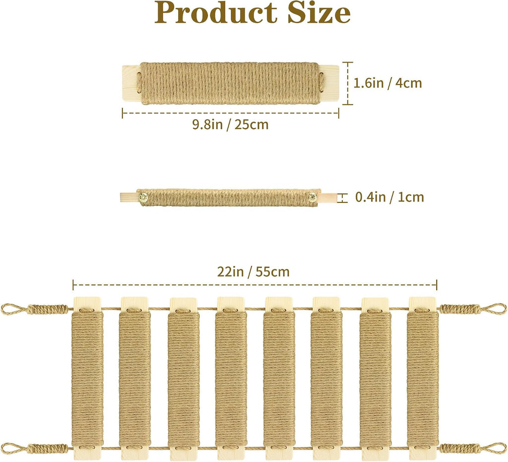 Adjustable Cat Ladder & Bridge - Multi-Functional Wall Furniture Climbing Frame | Sisal-Rope Wrapped Rungs for Secure
