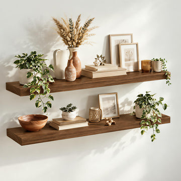 Floating Wall Shelves 36 inch-Bathroom Shelf Wall Mounted, Dark Walnut