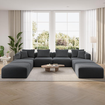 141" Modular Sectional Sofa, U Shape Oversized Sectional Couch, Modern Cloud Design with Smarts Coil Support