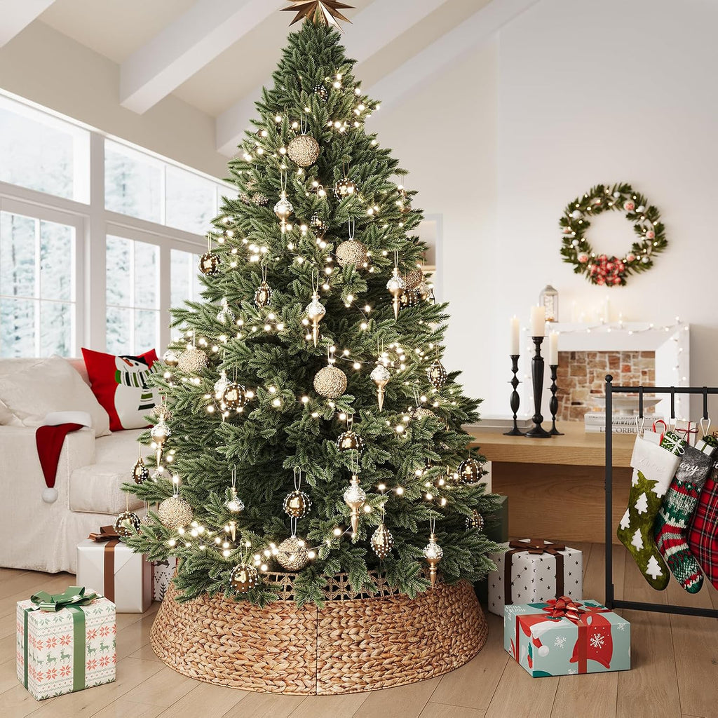 42 Inch Wicker Christmas Tree Collar, Woven Rattan Xmas Tree Skirt