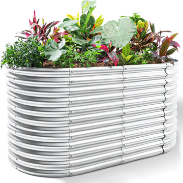 6x3x3ft Oval Galvanized Raised Garden Beds, Large-Capacity Metal Planter Box Outdoor, Durable Deep Raised Garden Bed