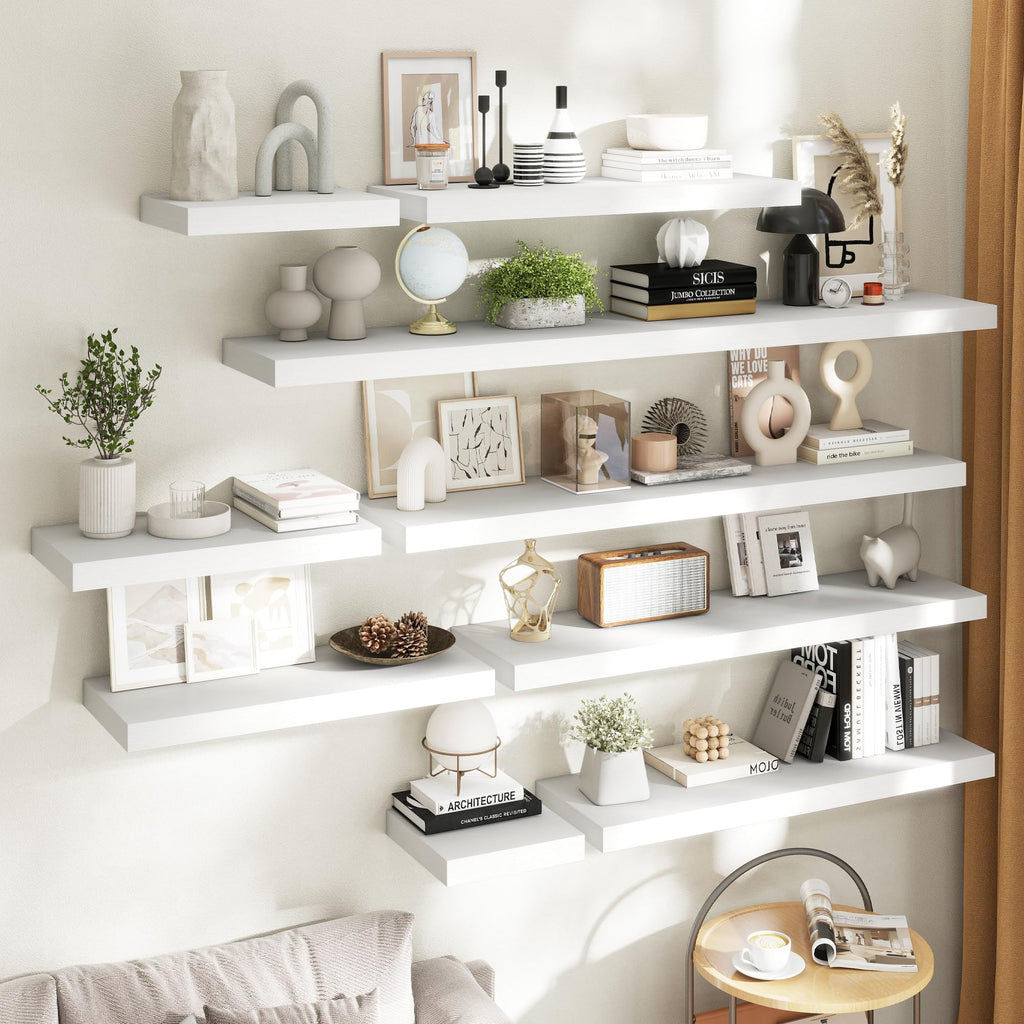 55 Inch Floating Shelves for Wall 2 Pack, 12"D Wood Gra Shelves
