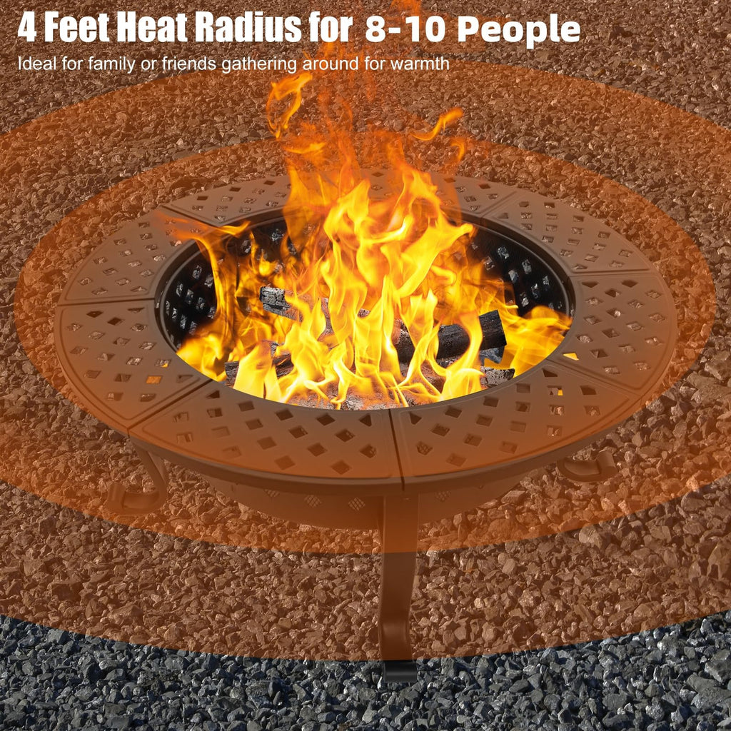 42 Inch Outdoor Fire Pit with 2 BBQ Grills