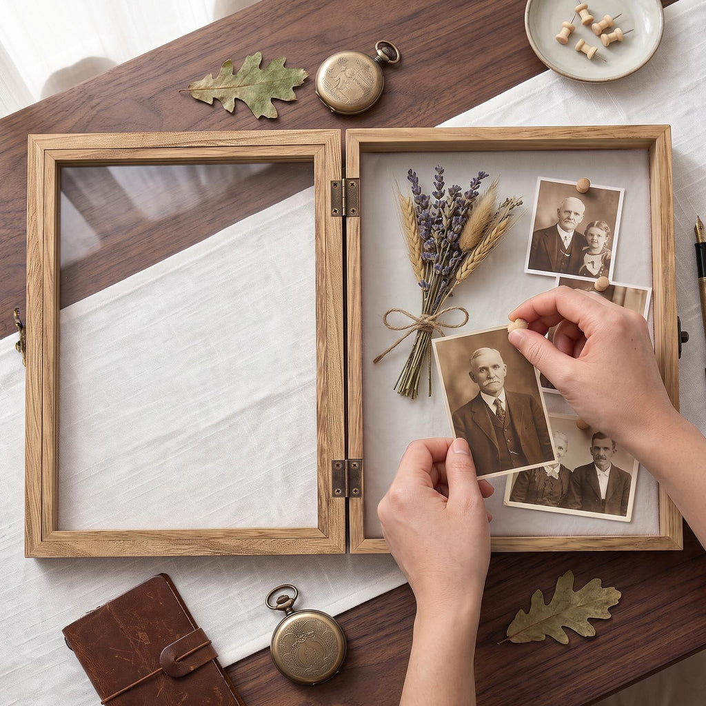 Shadow Box 8x10 Memory Display Case Wood Picture Frame Carbonized