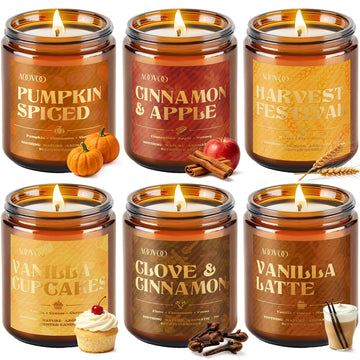 6 Pack Fall Candles Set - 42oz Autumn Candle Gift Scented