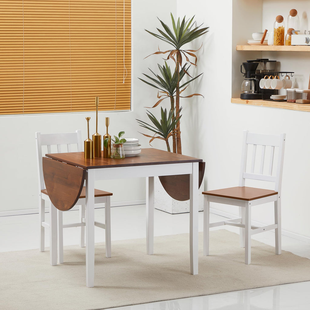 55" Solid Wood Folding Dining Table for 4-6 People, Brown