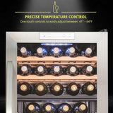 33 Bottle Dual Zone Wine Cooler Refrigerator w/Lock - Large Freestanding Wine Ce