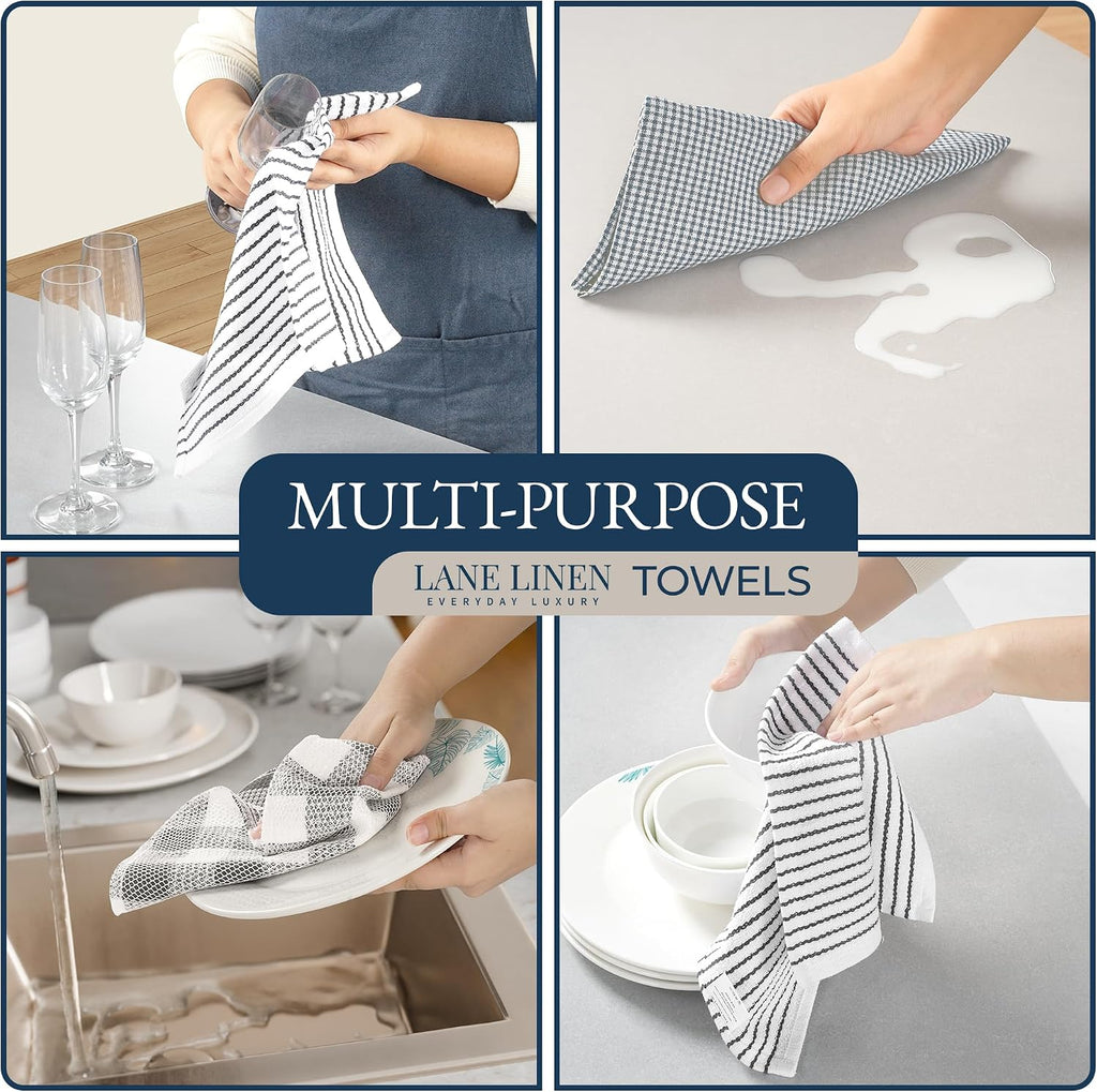 Kitchen Towels and Oven Mitt Set 20 Pc - Lint Free Cotton Dish Towels Drying, Cozy Terry Dish Rags, Flour Sack Towels